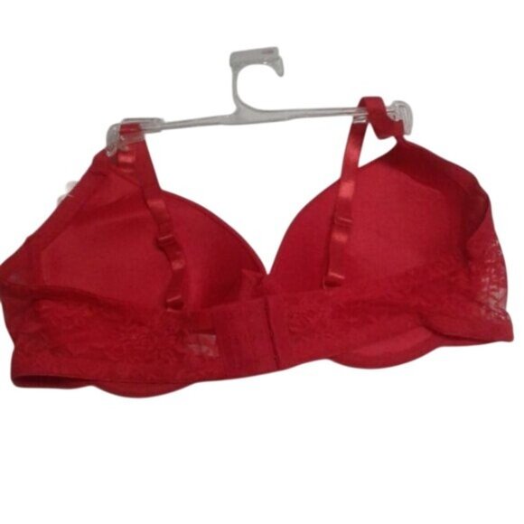 Inteco Intimates 40C 40 C Bra Red Lace Padded Rhinestone Adjustable Straps NEW - Picture 5 of 7